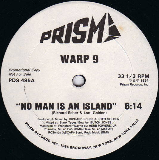 Warp 9 : No Man Is An Island (12", Single, Promo)