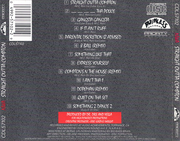N.W.A. : Straight Outta Compton (CD, Album, EMI)