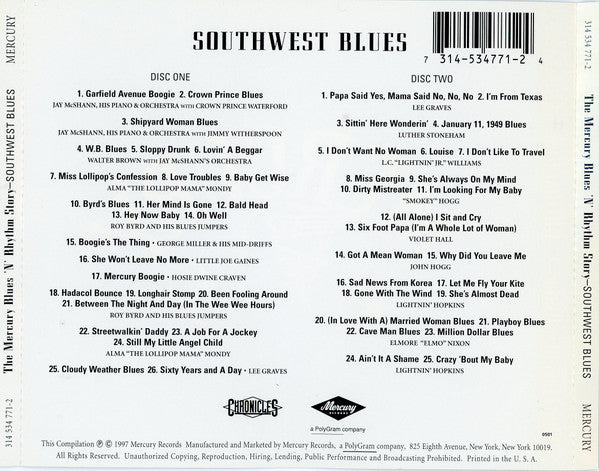 Various : Southwest Blues - The Mercury Blues ’N’ Rhythm Story - 1945-1955 (2xCD, Comp)