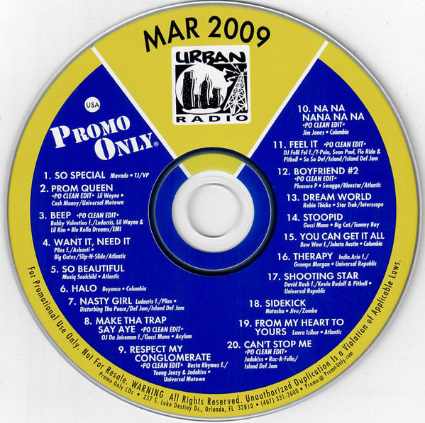 Various : Promo Only Urban Radio: March 2009 (CD, Comp, Promo)