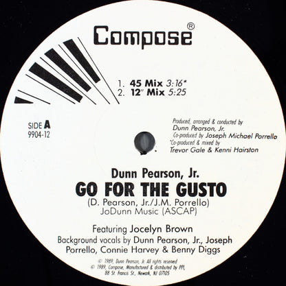 Dunn Pearson Jr. Featuring Jocelyn Brown : Go For The Gusto (12")