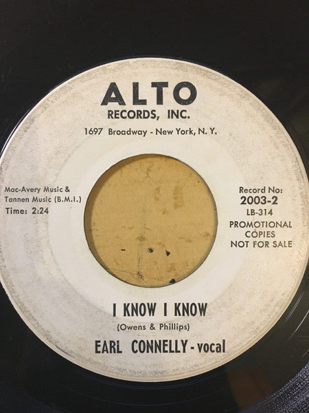 Earl Connelly : Just To Hold My Hand / I Know I Know (7", Single, Promo)
