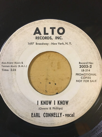Earl Connelly : Just To Hold My Hand / I Know I Know (7", Single, Promo)