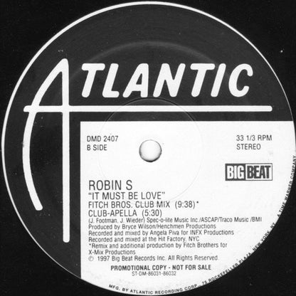 Robin S. : It Must Be Love (2x12", Promo)