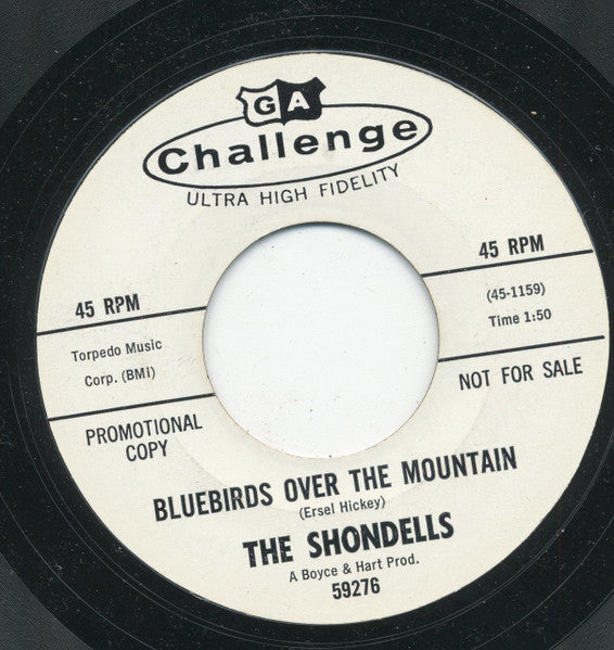 The Shondells : Bluebirds Over The Mountain / Everybody's Talkin' (7", Single, Promo, Styrene)