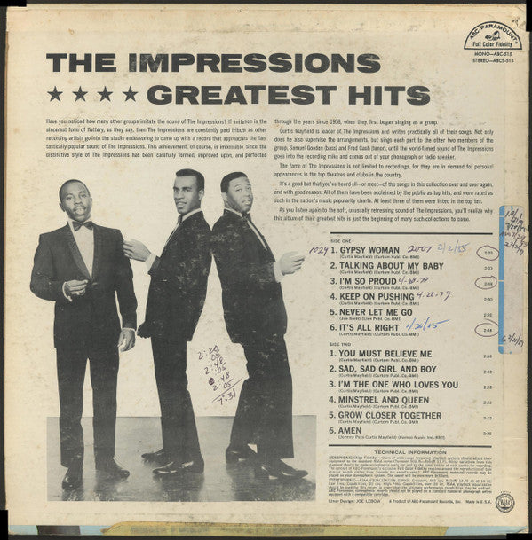 The Impressions : Greatest Hits (LP, Comp, Mono)