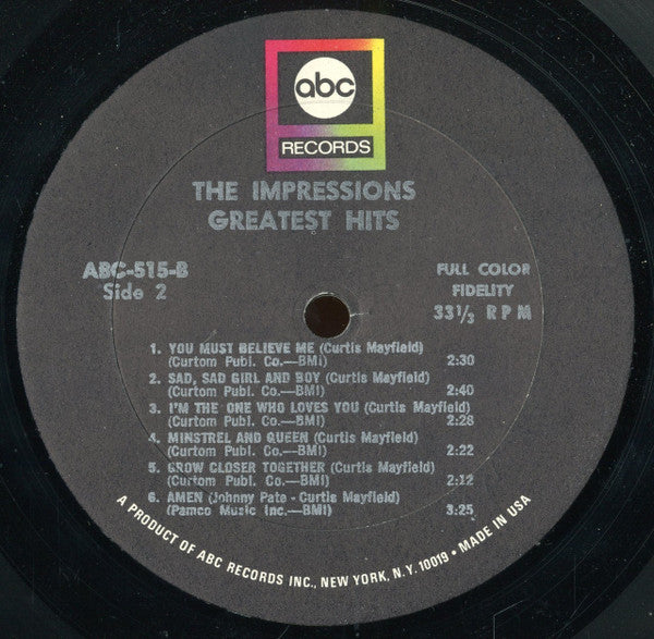 The Impressions : Greatest Hits (LP, Comp, Mono)