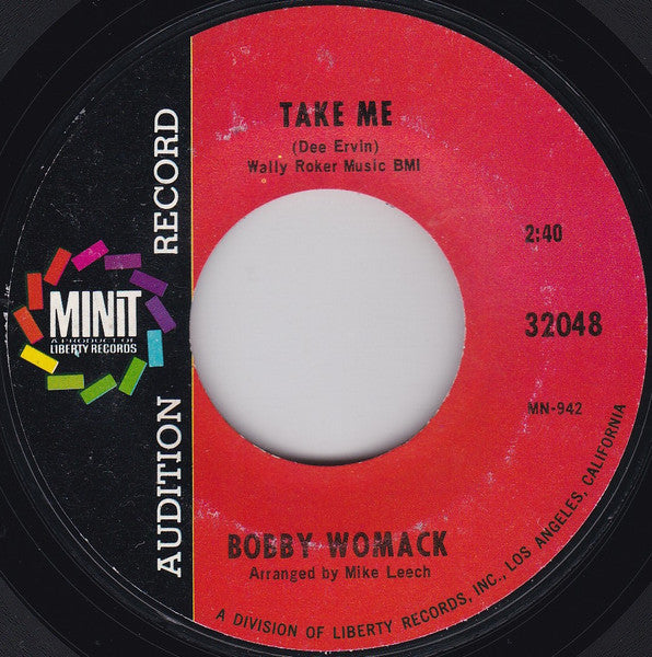 Bobby Womack : Fly Me To The Moon / Take Me (7", Promo, Styrene)
