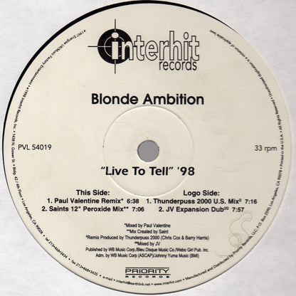 Blonde Ambition : Live To Tell '98 (The Dance Mixes) (12", Single)