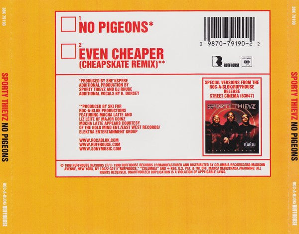 Sporty Thievz : No Pigeons (CD, Single)