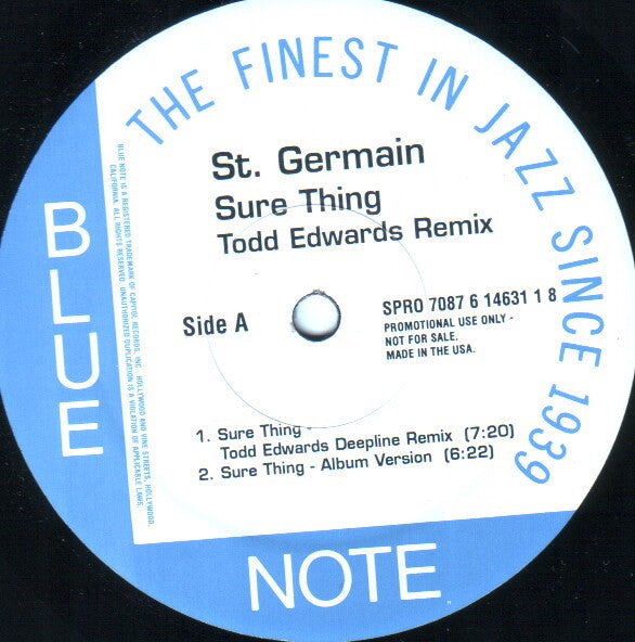 St Germain : Sure Thing (Todd Edwards Remix) (12", Promo)