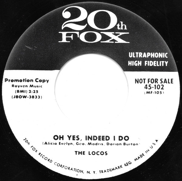 The Locos (4) : Oh Yes, Indeed I Do / Professor Loco (7", Promo, Unofficial)