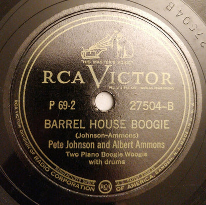 Pete Johnson, Albert Ammons : 8 To The Bar (Two Piano Boogie Woogie For Dancing) (4xShellac, 10", RP, Cam)
