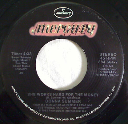 Donna Summer : She Works Hard For The Money / Unconditional Love (7", Single)