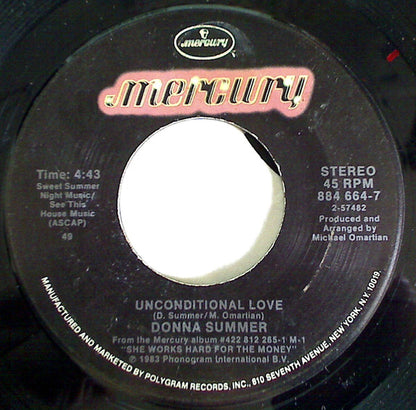 Donna Summer : She Works Hard For The Money / Unconditional Love (7", Single)
