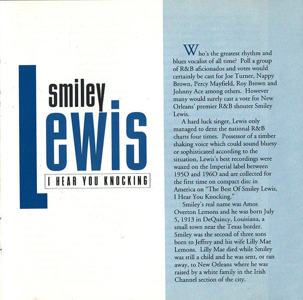 Smiley Lewis : The Best Of Smiley Lewis - I Hear You Knocking (CD, Comp, Mono, Club, RE)