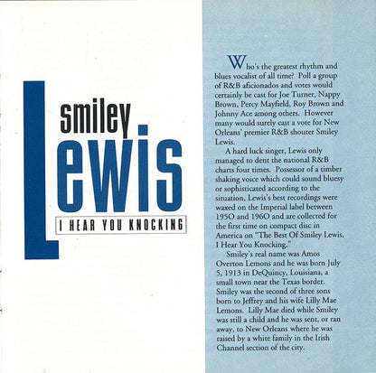 Smiley Lewis : The Best Of Smiley Lewis - I Hear You Knocking (CD, Comp, Mono, Club, RE)