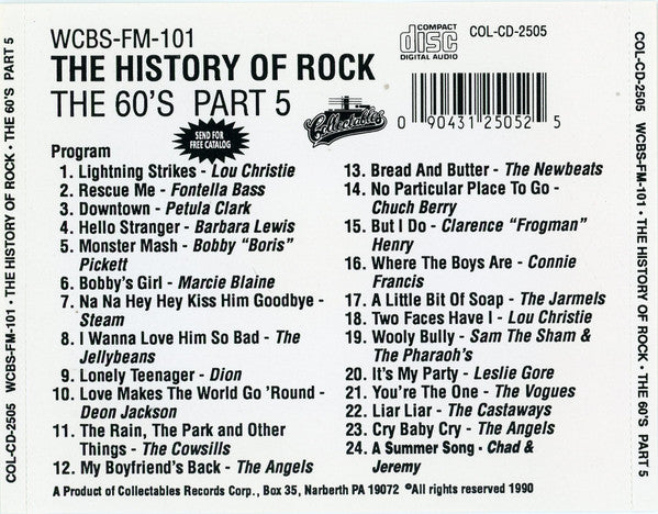 Various : WCBS FM101 History Of Rock - The 60's Part 5 (CD, Comp)
