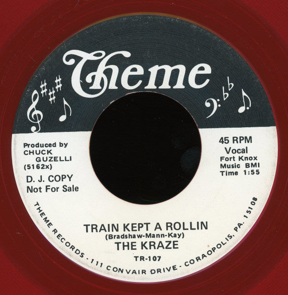 The Kraze (2) : Train Kept A Rollin / Shake Rattle And Roll (7", Promo, Red)