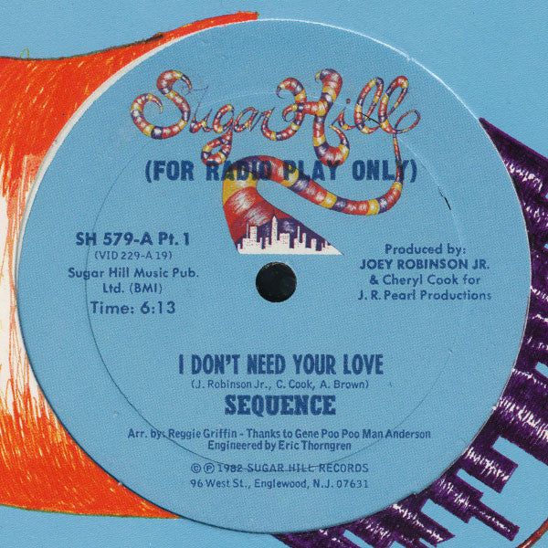 The Sequence : I Don't Need Your Love (12", Single, Promo)