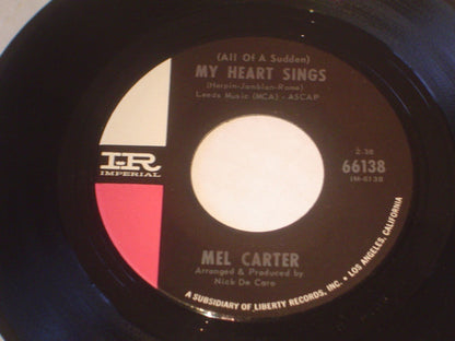 Mel Carter : (All Of A Sudden) My Heart Sings (7", Single, Ind)