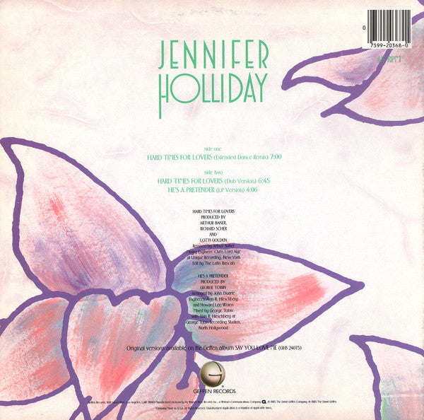 Jennifer Holliday : Hard Times For Lovers (12", Promo)