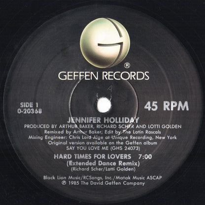 Jennifer Holliday : Hard Times For Lovers (12", Promo)
