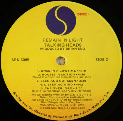 Talking Heads : Remain In Light (LP, Album, Jac)