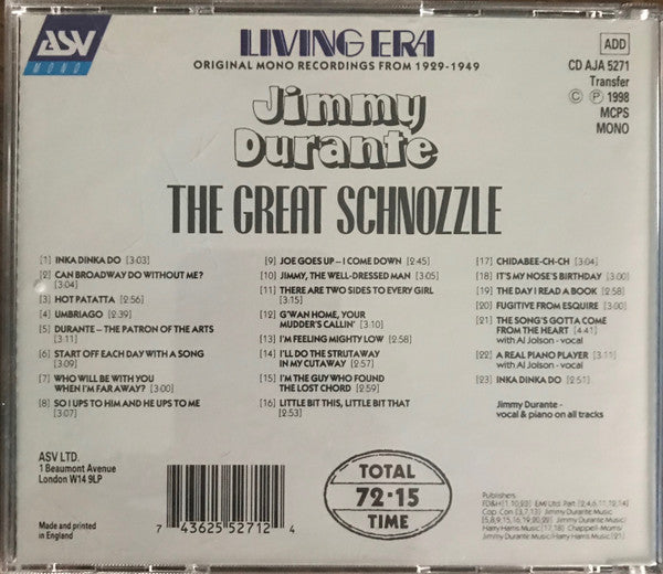 Jimmy Durante : The Great Schnozzle (CD, Comp, Mono)