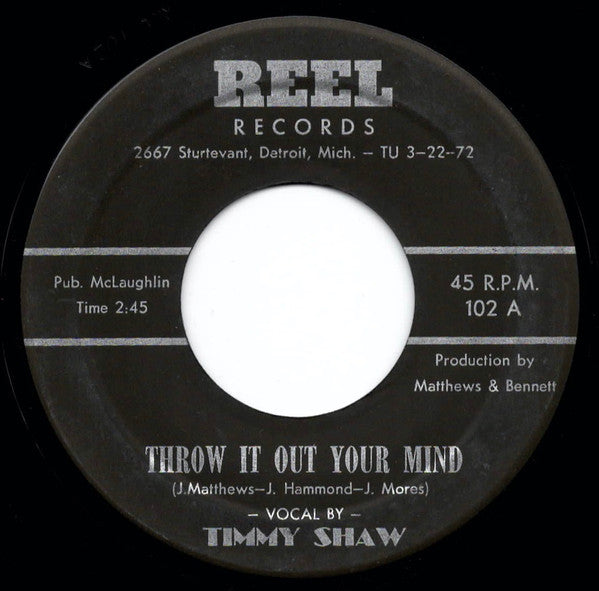 Timmy Shaw : Throw It Out Your Mind / A Letter From My Baby (7", Single)