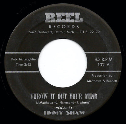 Timmy Shaw : Throw It Out Your Mind / A Letter From My Baby (7", Single)