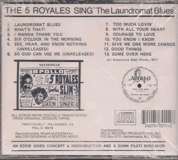 The 5 Royales : Sing The Laundromat Blues (CD, Comp)