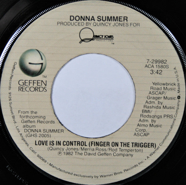 Donna Summer : Love Is In Control (Finger On The Trigger) (7", Single, Jac)