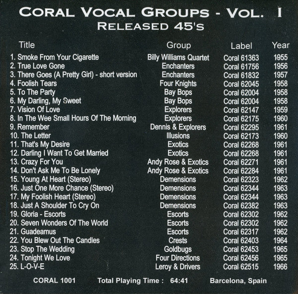 Various : Coral Vocal Groups Volume 1 (CD, Comp)