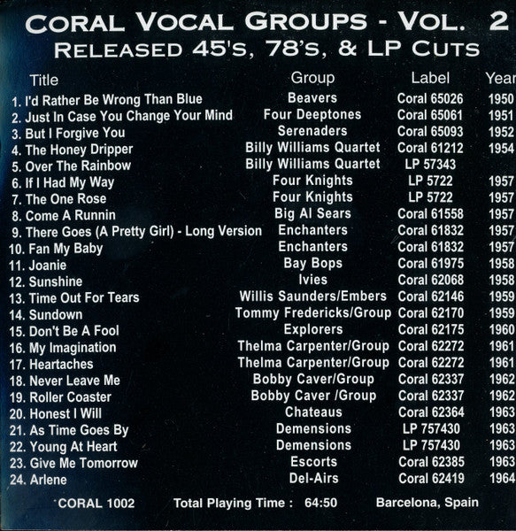 Various : Coral Vocal Groups Volume 2 (CD, Comp)