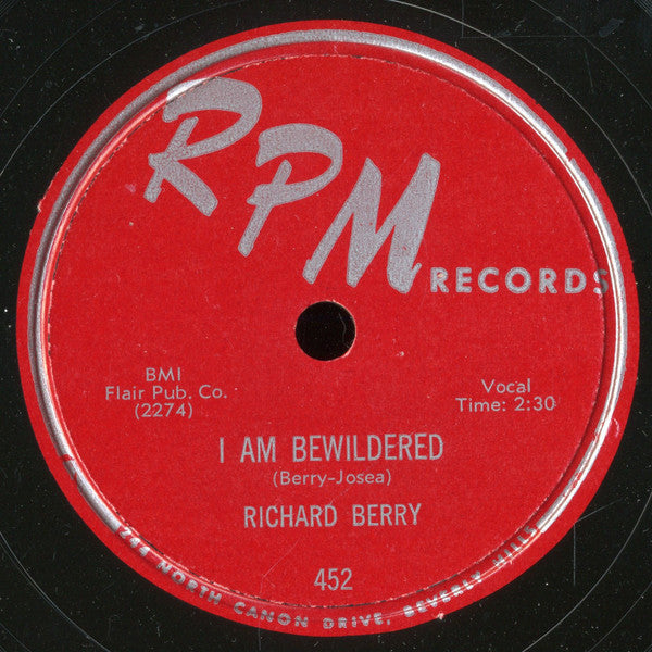Richard Berry : Pretty Brown Eyes / I Am Bewildered (10", Single)