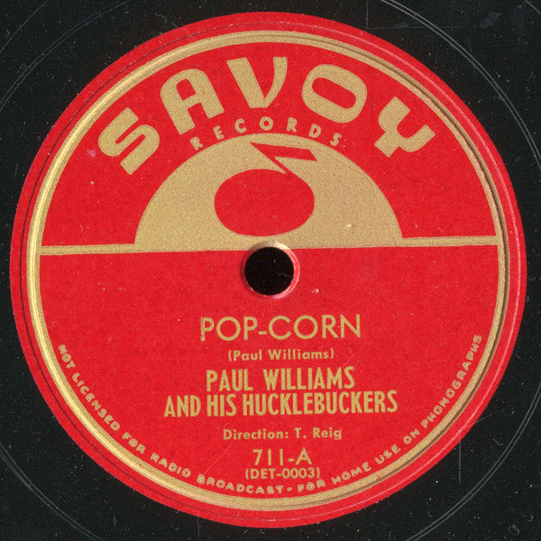 Paul Williams & His Hucklebuckers : Popcorn / Free Dice (Shellac, 10")