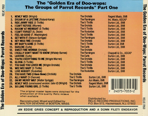 Various : The Golden Era Of Doowops: The Groups Of Parrot Records Part One (CD, Comp)