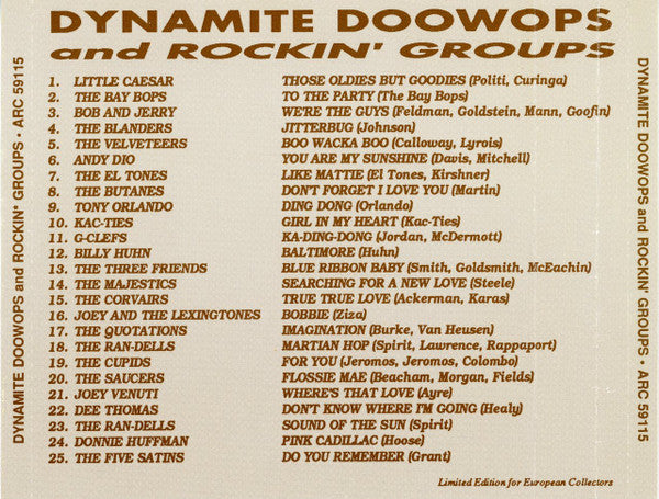 Various : Dynamite Doowops And Rockin' Groups (CD, Comp)