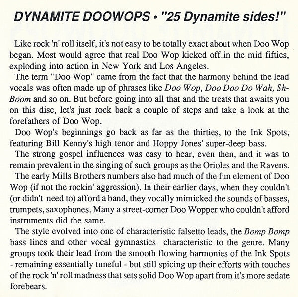 Various : Dynamite Doowops And Rockin' Groups (CD, Comp)