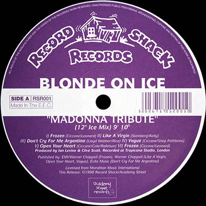 Blonde On Ice : Madonna Tribute (12")