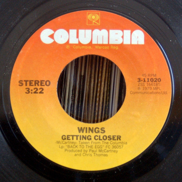 Wings (2) : Getting Closer (7", Single, Styrene, CTH)