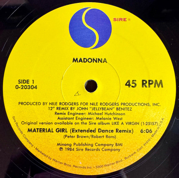 Madonna : Material Girl (12", Maxi, ARC)