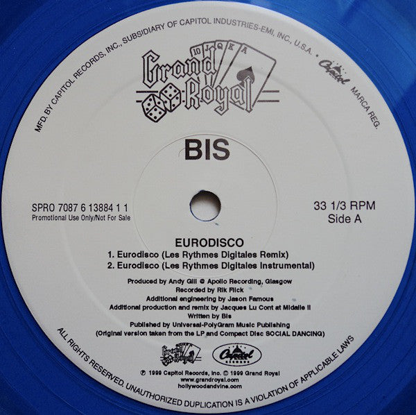 Bis : Eurodisco (12", Promo, Blu)