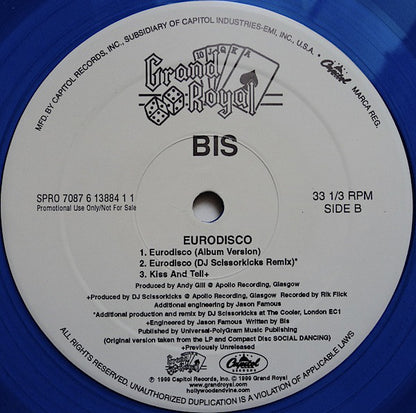 Bis : Eurodisco (12", Promo, Blu)