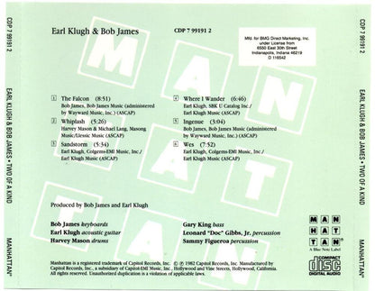Earl Klugh & Bob James : Two Of A Kind (CD, Album, Club, RE)