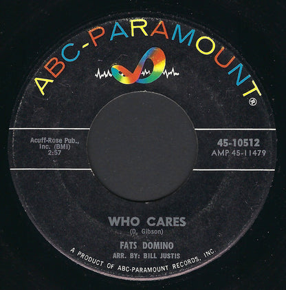Fats Domino : Who Cares / Just A Lonely Man (7")