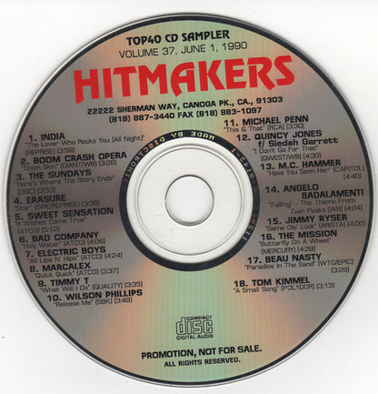 Various : Hitmakers Top 40 CD Sampler Volume 37 June 1, 1990 (CD, Promo, Smplr)