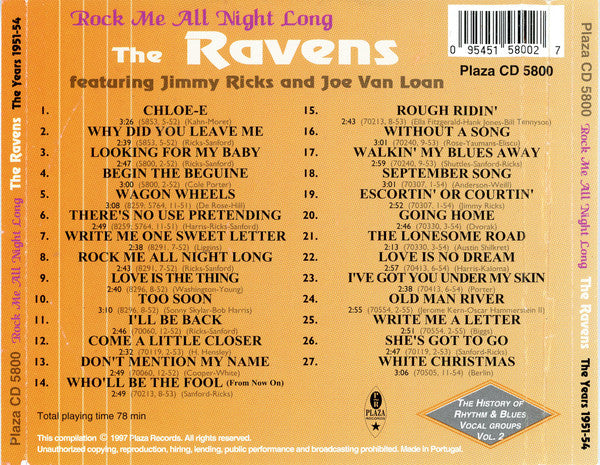 The Ravens (2) : Rock Me All Night Long: The Years 1951-54 (CD, Comp)