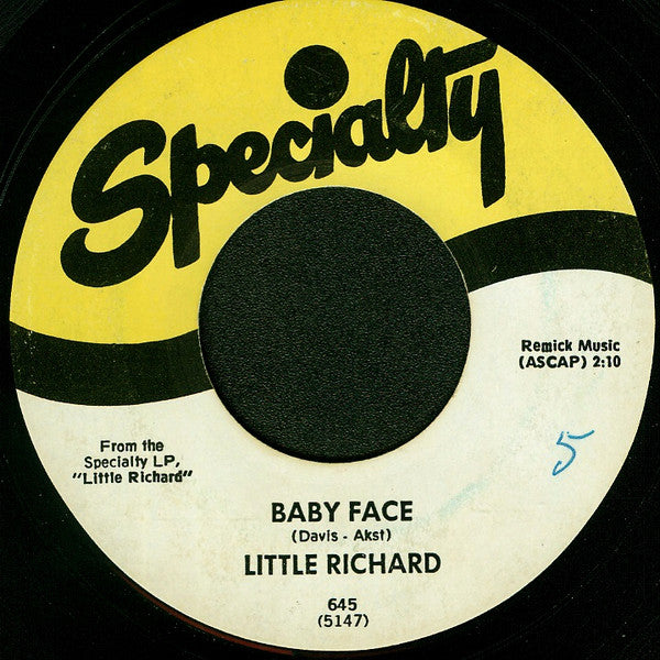 Little Richard : Baby Face / I'll Never Let You Go (7", Single, RE)